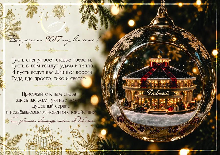 Новогодняя открытка комплекса «Дивный» — встречаем 2027 год